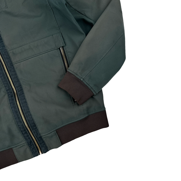 Stone Island 2019 Washed Green Fleece Lined Soft Shell - Large