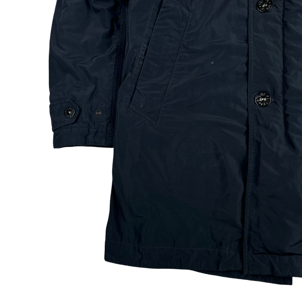 Stone Island Micro Reps Navy Primaloft Lined Long Jacket - Medium