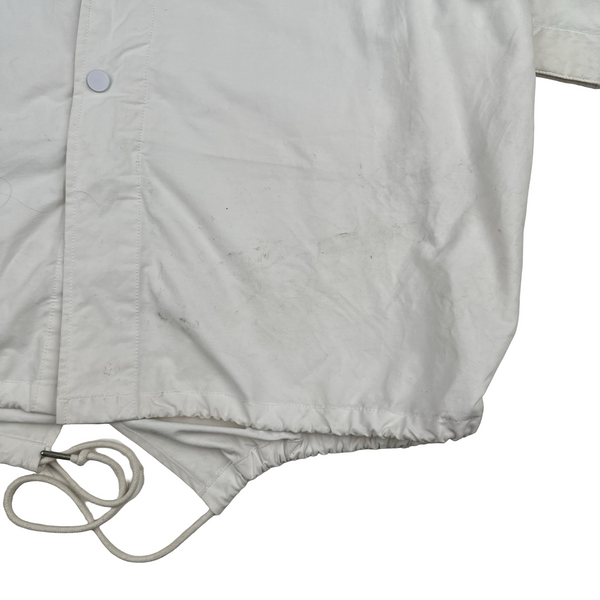 Fred Perry White Lightweight Long Fishtail Jacket - Large