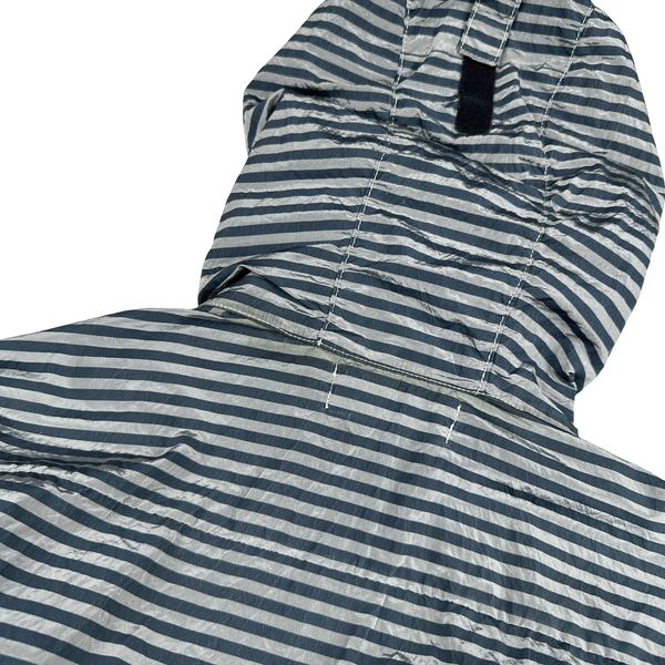Stone Island 2017 Marina Blue Stripped Nylon Metal Jacket - Medium