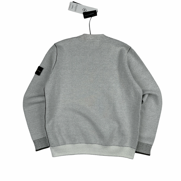 Stone Island 2025 Reversable Frosted Green Pullover Jumper - Small