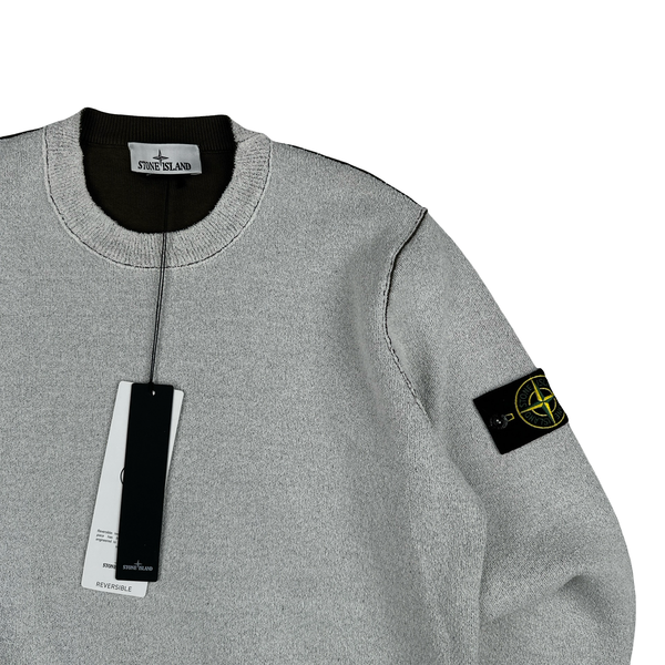 Stone Island 2025 Reversable Frosted Green Pullover Jumper - Small