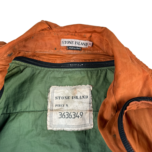 Stone Island 1994 Orange Raso Gommato Multipocket Jacket - Medium