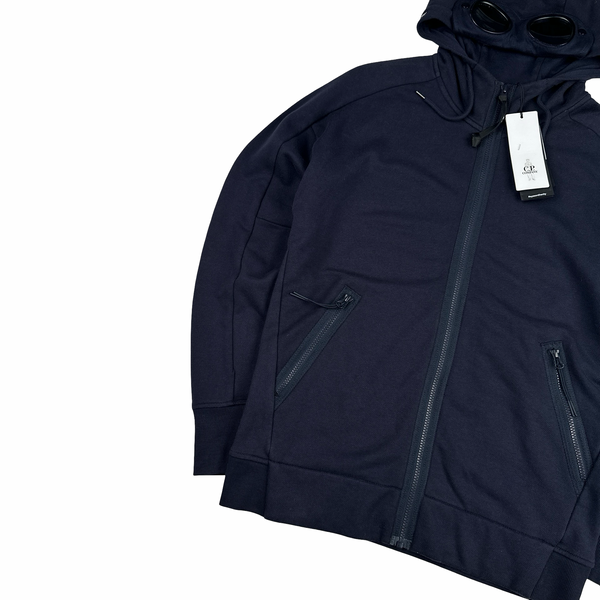 CP Company Navy Goggle Cotton Zip Up Hoodie - Medium