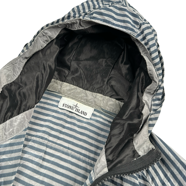Stone Island 2017 Marina Blue Stripped Nylon Metal Jacket - Medium