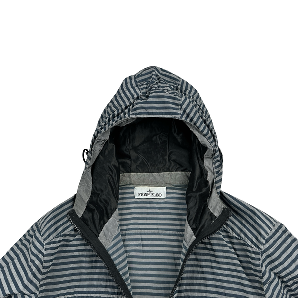 Stone Island 2017 Marina Blue Stripped Nylon Metal Jacket - Medium