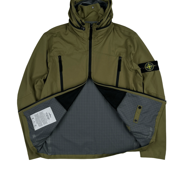 Stone Island 2017 Green Light Soft Shell Check Grid Jacket - Large