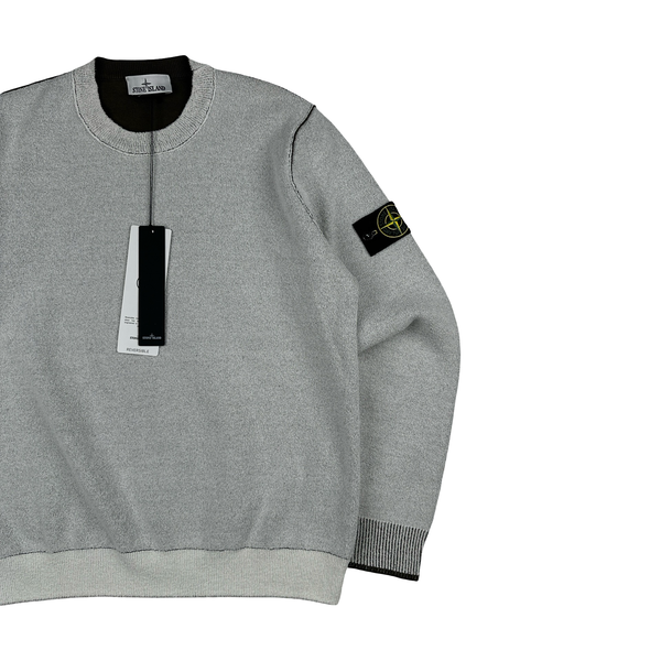 Stone Island 2025 Reversable Frosted Green Pullover Jumper - Small