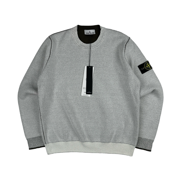 Stone Island 2025 Reversable Frosted Green Pullover Jumper - Small