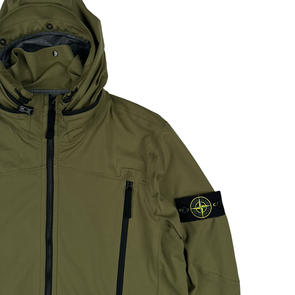 Stone Island 2017 Green Light Soft Shell Check Grid Jacket - Large