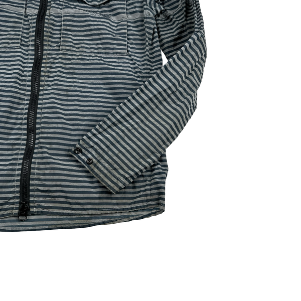 Stone Island 2017 Marina Blue Stripped Nylon Metal Jacket - Medium