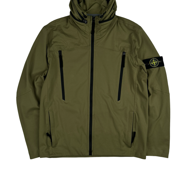 Stone Island 2017 Green Light Soft Shell Check Grid Jacket - Large