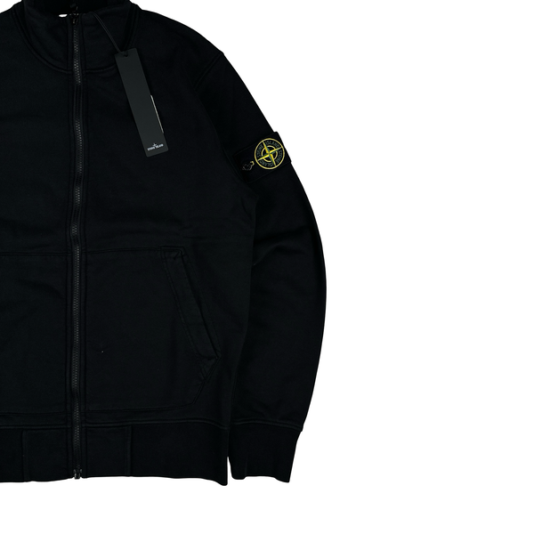 Stone Island 2021 Black Cotton Zip Up Jumper - Small