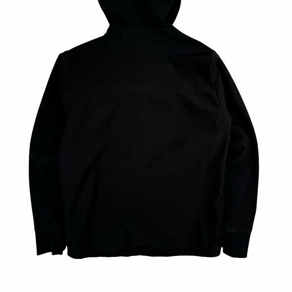 CP Company Black Soft Shell R Goggle Hooded Zipped Jacket - Medium