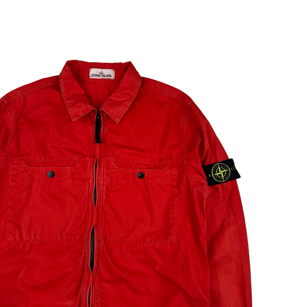 Stone Island 2016 Red Garment Dyed Overshirt - Large