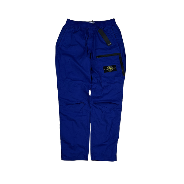 Stone Island 2022 Electric Blue Cotton Cargo Trousers - 32"