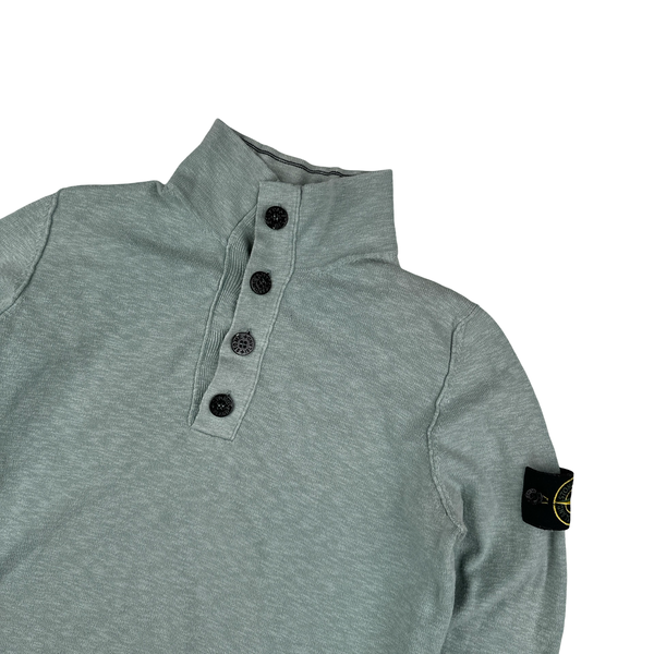Stone Island 2013 Light Green Lightweight Cotton Buttoned Pullover Jumper - Small