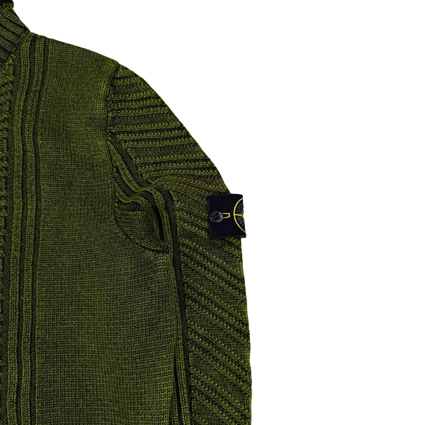 Stone Island 2016 Green Patterned Wool Knit Crewneck Jumper - Large
