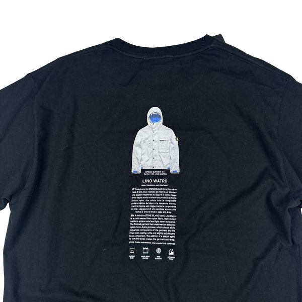 Stone Island 2023 Black Archivio Lino Watro Printed T-Shirt - XXL