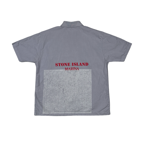 Stone Island 2016 50 Fili Folded Print Reflective Spellout Polo Shirt - Medium