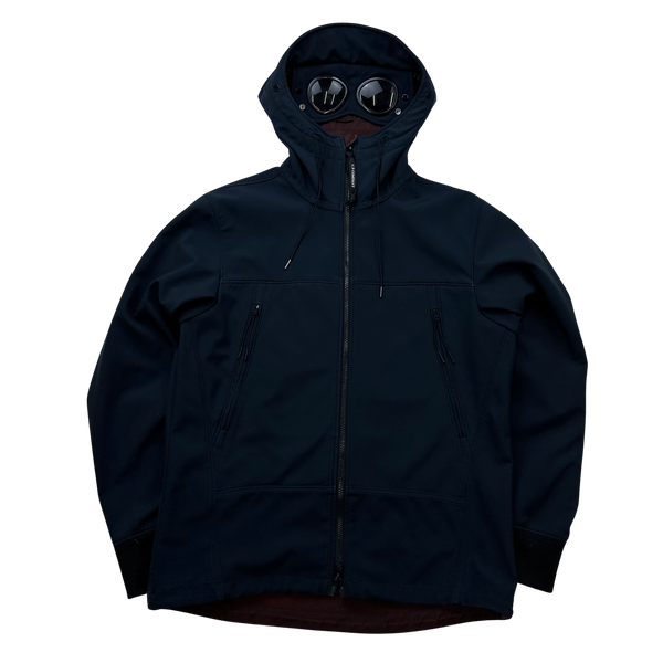 CP Company Navy Fleece Lined Soft Shell Goggle Jacket - Large