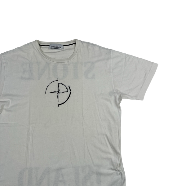 Stone Island 2020 White Graphic Spellout White T Shirt - Large