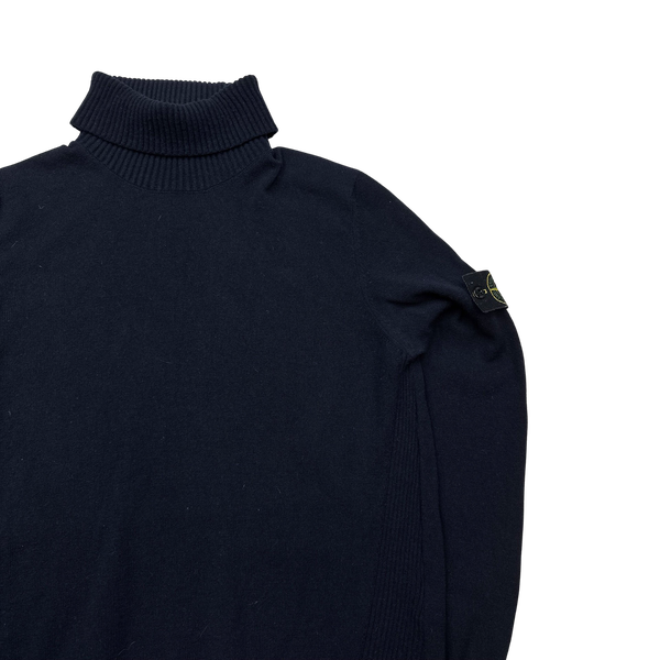 Stone Island 2015 Navy Blue Knit Roll Neck Jumper - XL