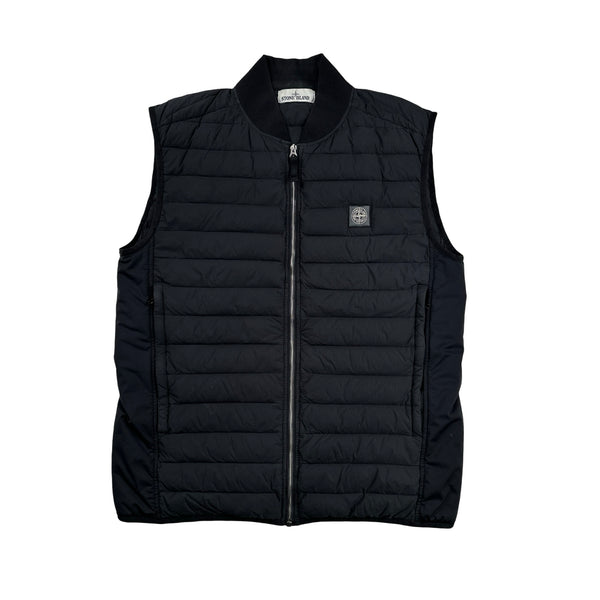 Stone Island 2020 Black Loom Woven Down Chambers Stretch Nylon-TC Gilet - Large