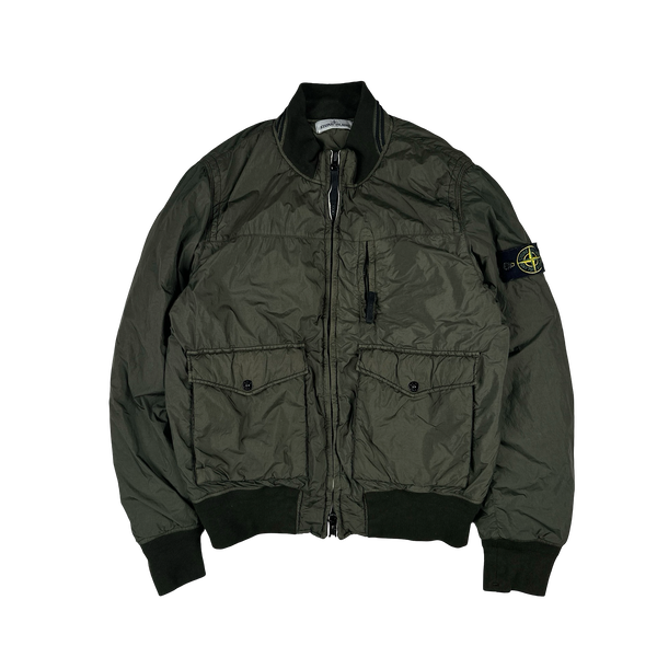 Stone Island 2012 Khaki 30th Anni Garment Dyed Nylon Tela Quilted Jacket - Large