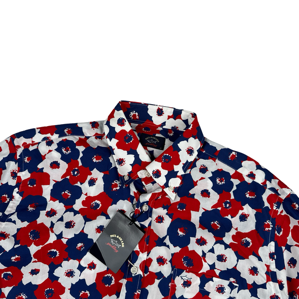 Paul & Shark Red/Blue Flower Pattern Longsleeve Shirt - XXL