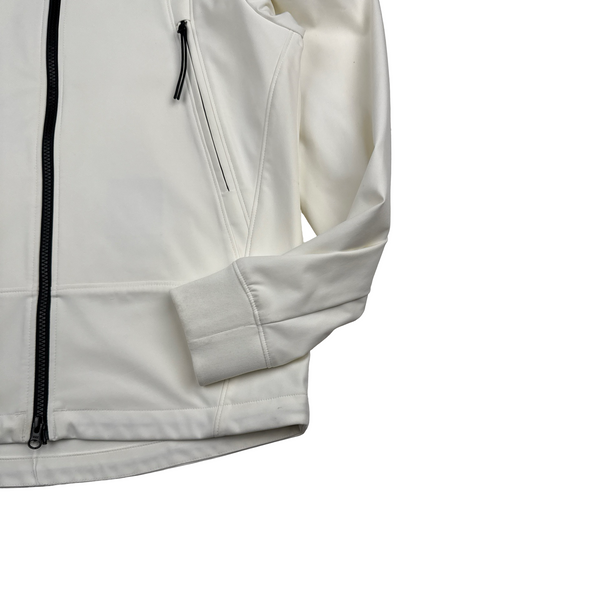 CP Company White Soft Shell R Goggle Hooded Zipped Jacket - XS