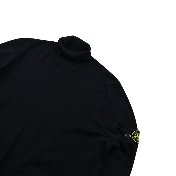 Stone Island 2019 Black Roll Neck Knit Jumper - Large