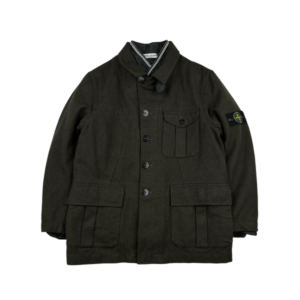 Stone Island 2008 Dark Green Wool Lined Dutch Rope Duffle Jacket - XL