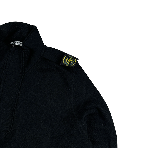 Stone Island 2008 Black Shoulder Badge Wool High Neck Pullover Jumper - XL