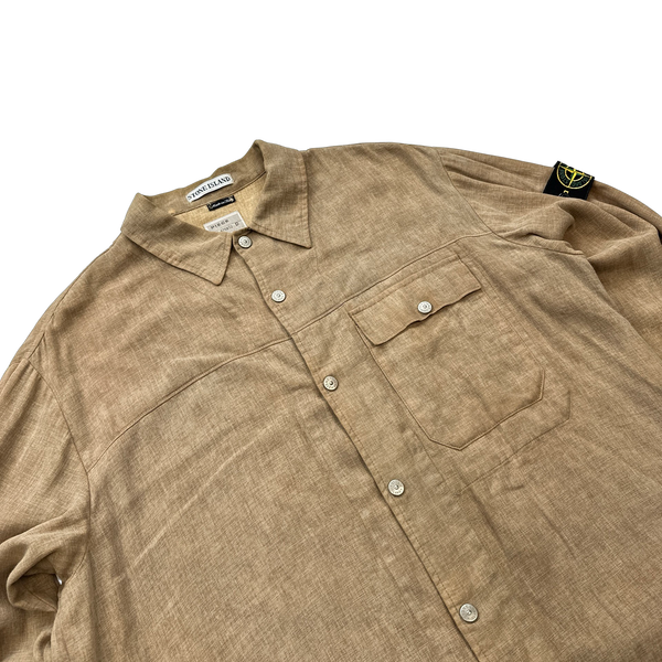 Stone Island 1999 Vintage Resin Coated Cotton Buttoned Shirt