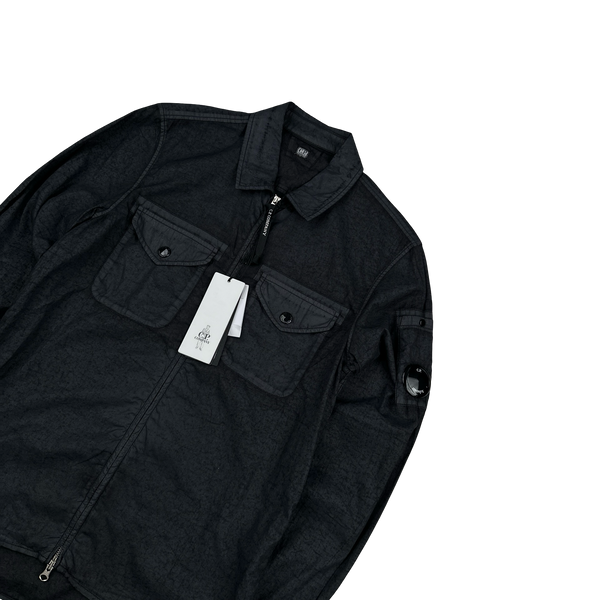 CP Company Popeline Placcato Navy Zipped Overshirt - Small