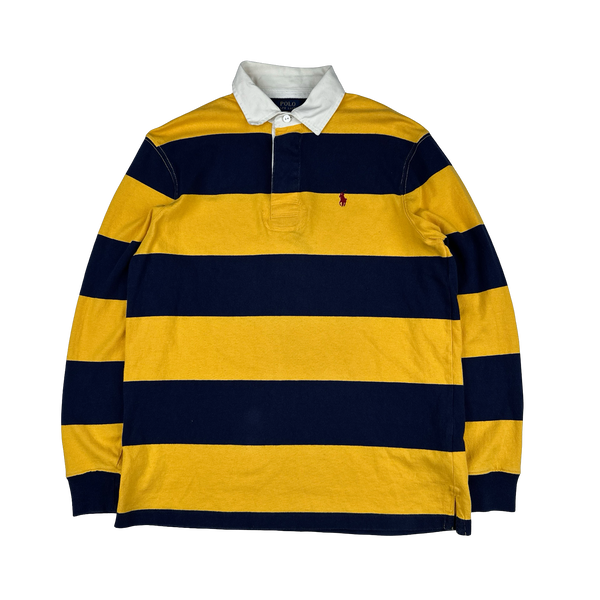Ralph Lauren Yellow Striped Long Sleeve Rugby Shirt - Medium
