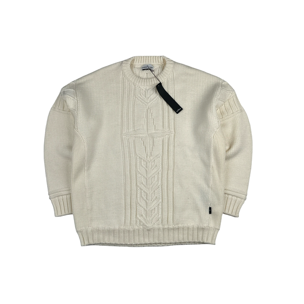 Stone Island 2020 White Thick Winter Embossed Knit - 3XL