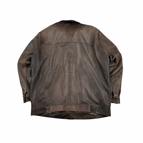 Ralph Lauren Brown Heavyweight Leather Jacket - Large
