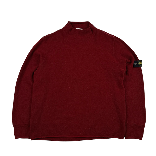 Stone Island 2002 Vintage Dark Red Ribbed Wool Pullover - XL