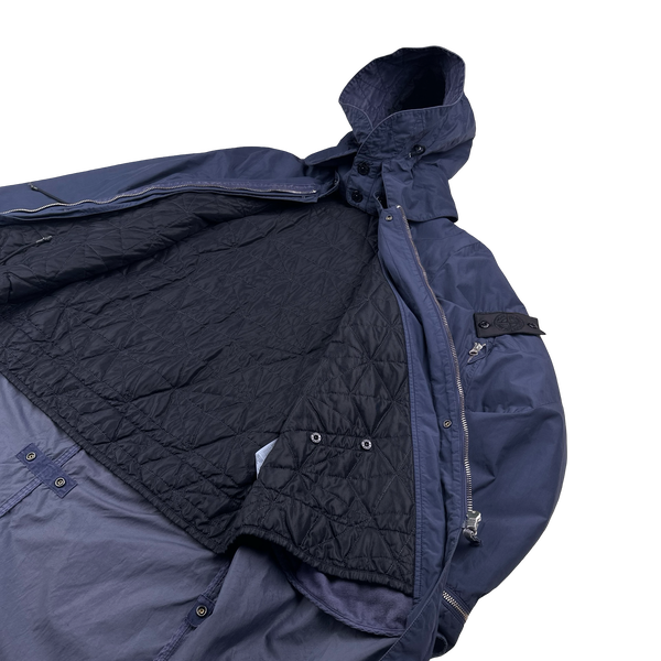 Stone Island 2013 Shadow Project Navy Quilted Fishtail Long Parka Jacket - Medium