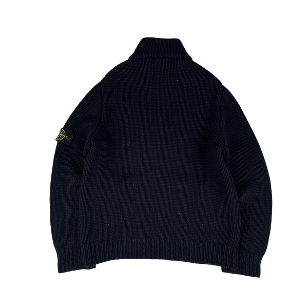 Stone Island AW/2001 Heavyweight Wool Knit Zip Up Jumper - Medium