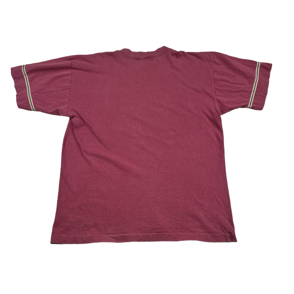 Stone Island Marina Vintage 80's Cotton Pink Spellout Embroidery T Shirt - Large