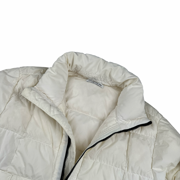 Stone Island White Garment Dyed Crinkle Reps Puffer Jacket - Medium