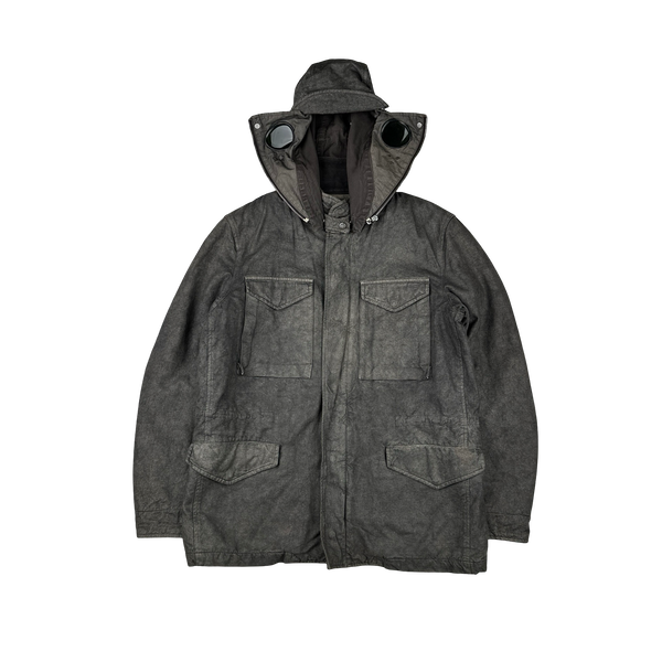 CP Company Vintage 2004 Lino Flax Diamond Quilted Explorer Goggle Jacket - Large