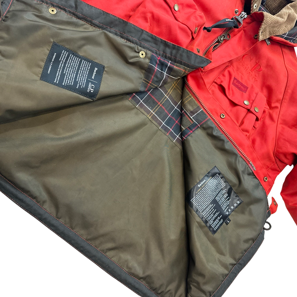 CP Company x Barbour Red Multi Pocket 500 Mille Waxed Jacket - Large
