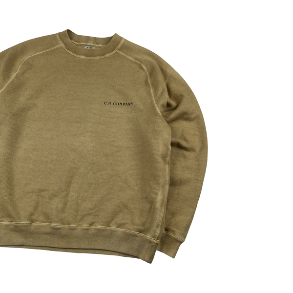 CP Company 2003 Yellow Cotton Spellout Text Crewneck - XXL