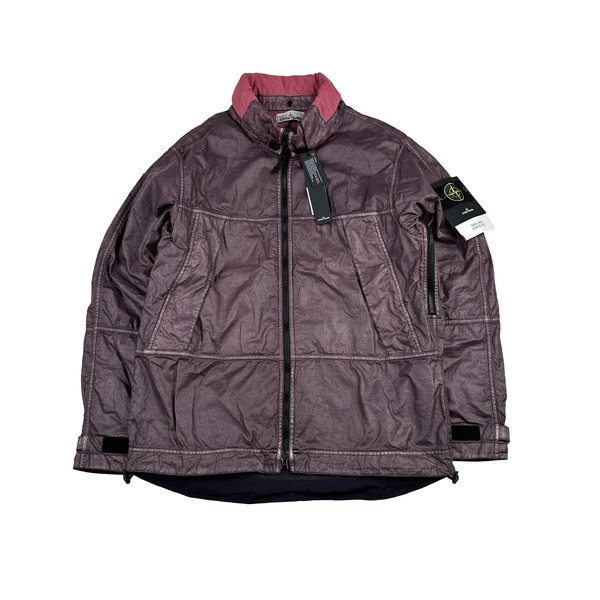 Stone Island 2025 Raw Linen Plated OVD Purple Zipped Jacket - Medium