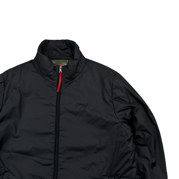 Prada Black Nylon Red Tab Padded Jacket - Large
