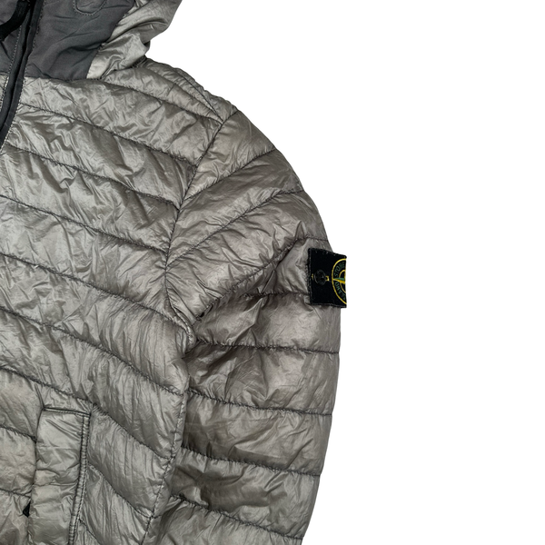 Stone Island 2015 Grey Garment Dyed Hooded Puffer Jacket - Medium